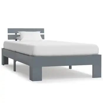 

vidaXL Bed Frame Grey Solid Pine Wood 90x200 cm