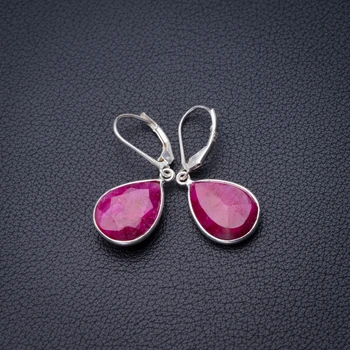 

StarGems Natural Cherry Ruby Handmade 925 Sterling Silver Earrings 1.25" D6874