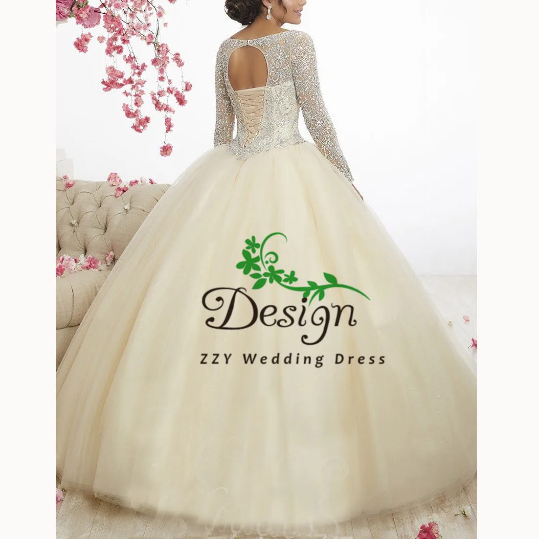 Vestidos de 15 anos Бальные с лямкой на шее бальное платье с кристаллами Расшитое бисером в честь пятнадцатилетия платья аппликации с длинным шлейфом сладкий 16 платье