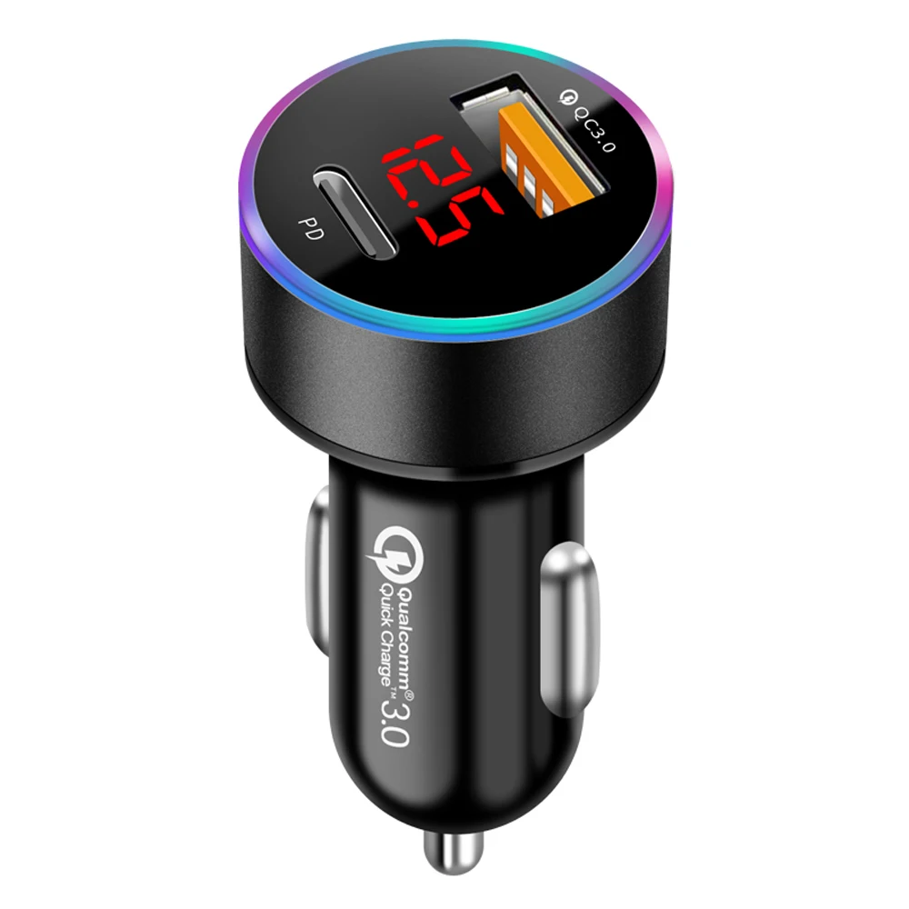 Автомобильное зарядное устройство USB мини ЖК-дисплей 3 0 Quick Charge 6A 36 Вт Быстрая