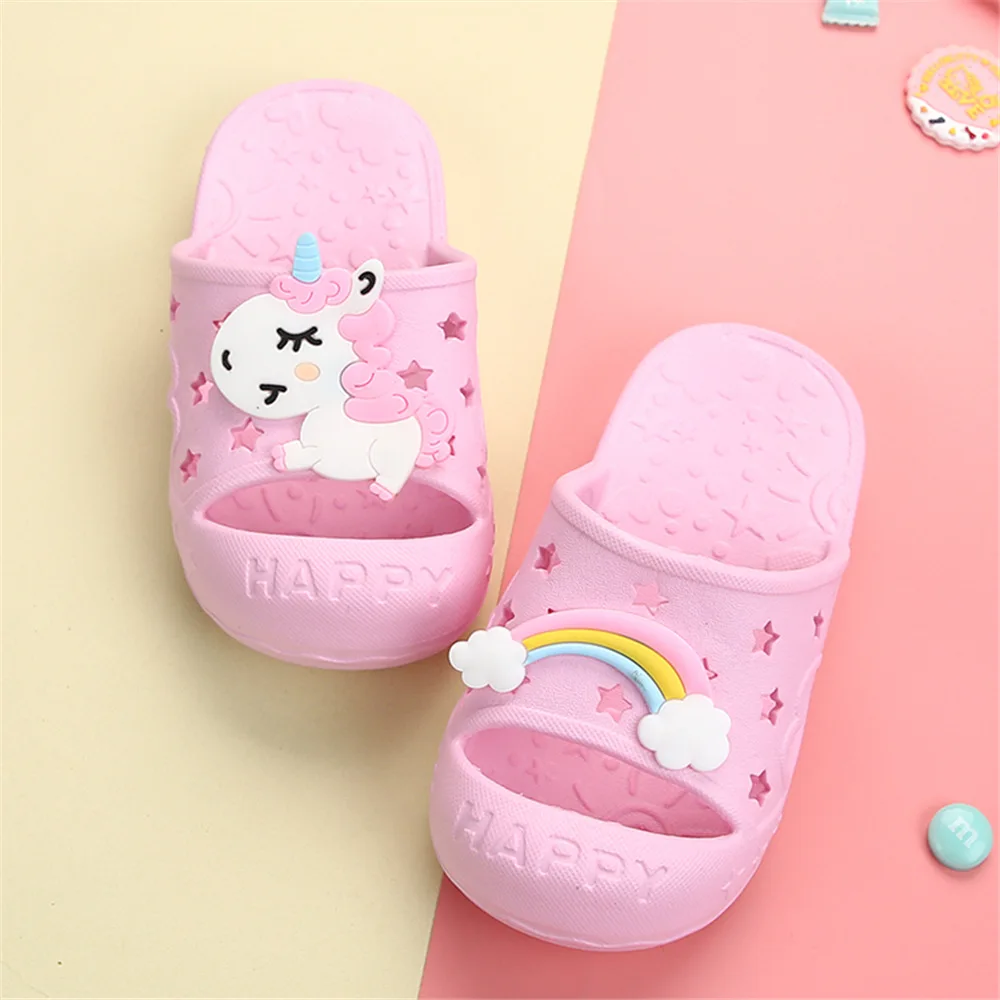 Unicorn Horse Rainbow Toe-Protected Kids Shoes Girls Children Slippers Boys Clog Baby Flip Flop Garden Footwear Home Beach EVA children's shoes for sale