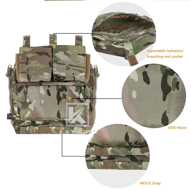 KRYDEX Tactical Pack Zip-on Panel Backpack For CPC NCPC AVS JPC2.0 Vest Multicam Tactical Airsoft Combat Gear Carrier Bag
