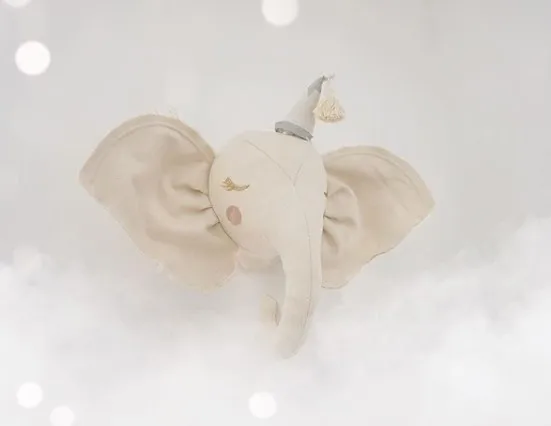 Украшение для детской комнаты, 3D голова животных, слон, единорог, Настенный декор для детской комнаты, украшение для детской комнаты, мягкая установка - Цвет: white