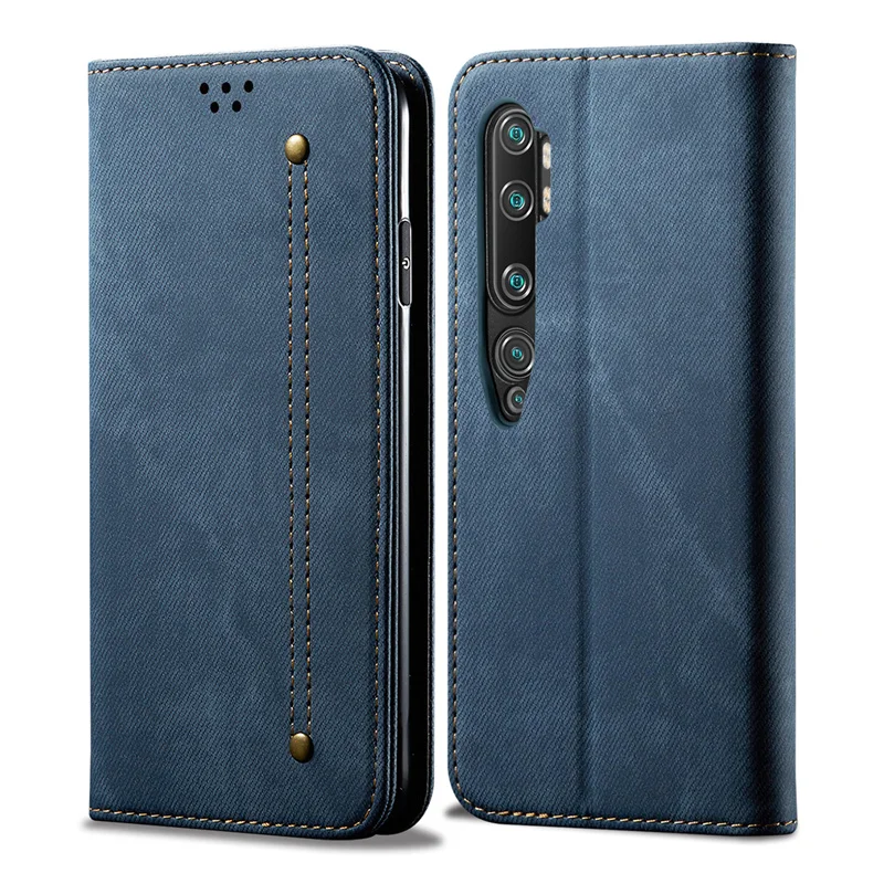 Чехол-книжка в стиле ретро для Xiaomi Mi Note 10 Pro чехол из джинсовой ткани подставка