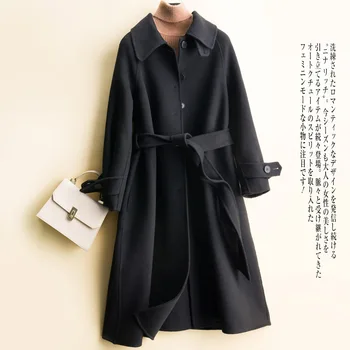 

New Style for Autumn and Winter Double-Faced Wool Coat Korean Version Of The Loose Casual Trend Retro Wild Solid Color Coat D099