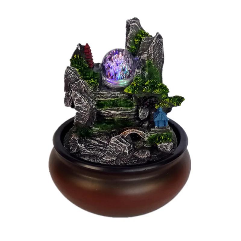 

Lucky rockery fountain, water and small place sitting room office desktop feng shui transit crystal ball decoration