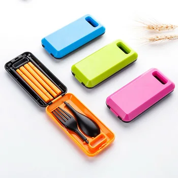

3 in 1 ABS Folding Dinnerware Cutlery Fork Chopsticks Set with Storage Box Outdoor kamp Camping Hiking Traveling Tableware Set