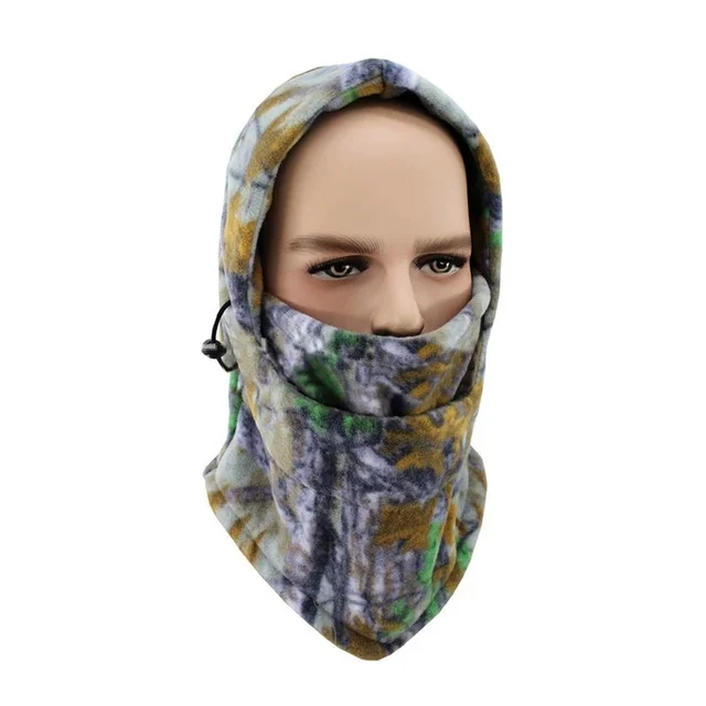 Мужской флисовый шарф-капюшон камуфляжный для охоты и рыбалки 5