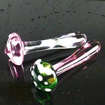 New Crystal Mushroom Penis Glass Men's Women's G-Spot Anal butt plug Beads Masturbation erotic Expander adults Sex toys Products 1