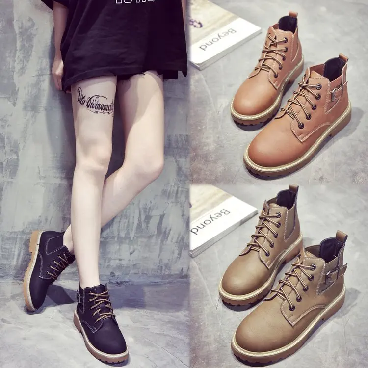 

Martin Boots Women's Summer 2019 New Style Fashion Versatile Korean-style Short Boots Hight-top Leather Shoes Autumn And Winter