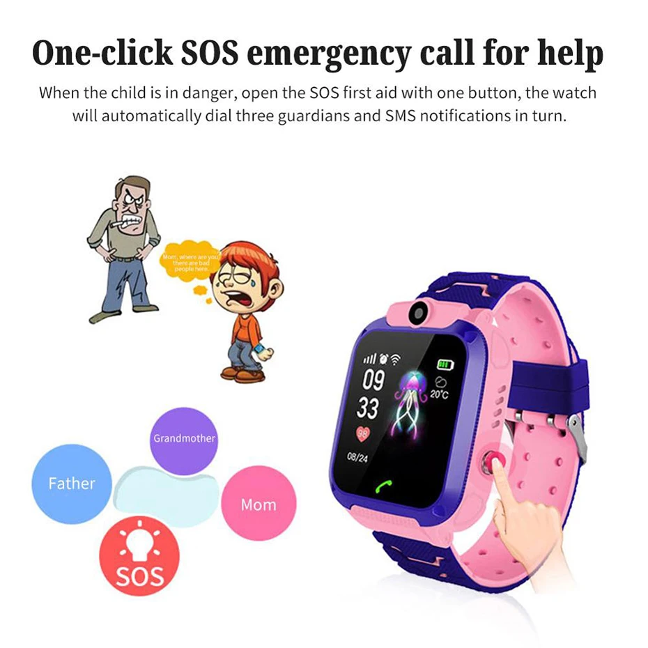 Новые Детские умные часы LBS Водонепроницаемые Детские умные часы с камерой SOS сенсорный экран голосовой чат детские часы для телефона