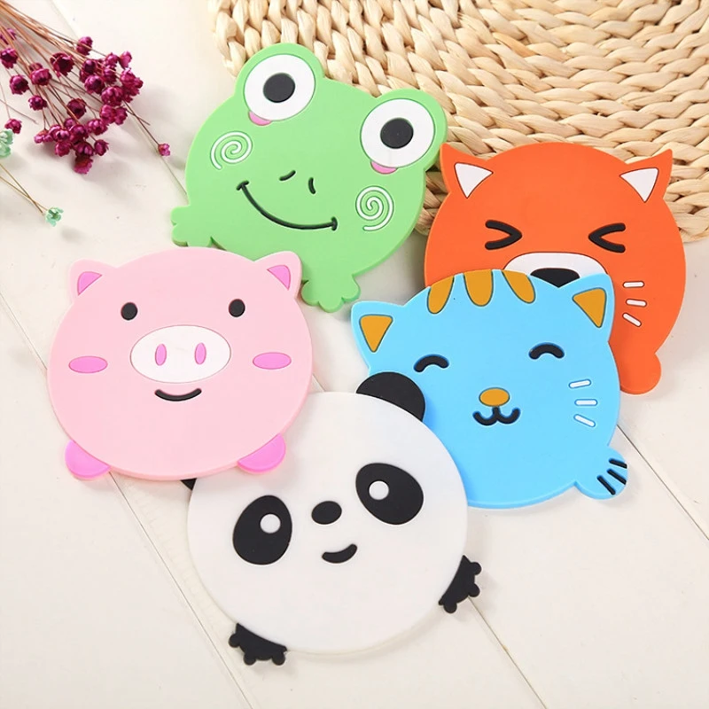  20Pcs Silicone Dining Table Placemat Coaster Kitchen Accessories Mat Cup Bar Mug Cartoon Animal Pan