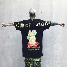 New Euro-American Hip Hop T-shirt Handprint Hip-hop Half-sleeve Lovers Summer Academic Style New Euro-American Hip Hop T-shirt Handprint Hip-hop Half-sleeve Lovers Summer Academic Style