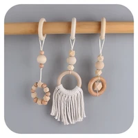 3Pcs/Set Nordic Style Baby Play Gym Frame Pendants Wooden Activity Gym Frame Stroller Hanging Pendants Baby Play Toys