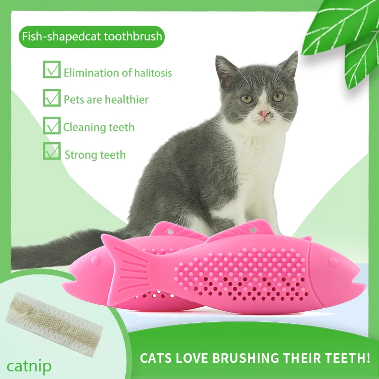 Dog Cat Toothbrush Toy Pet Cats Chew Toys Cute Fish Shaped Teeth Cleaning Stick Interactive Funny For Kitten |