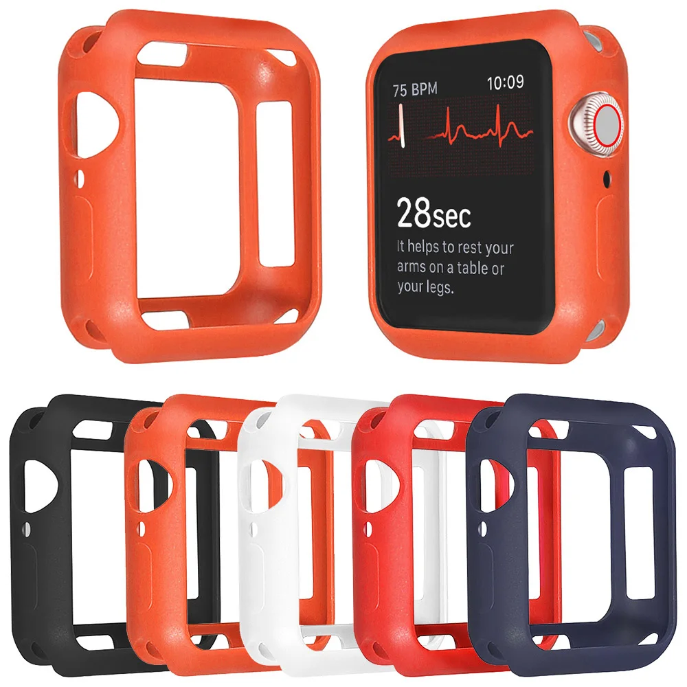 Мягкий силиконовый защитный чехол для Apple Watch SE Series 6 5 4 3 2 матовый 40 мм 44 38 42 бампер