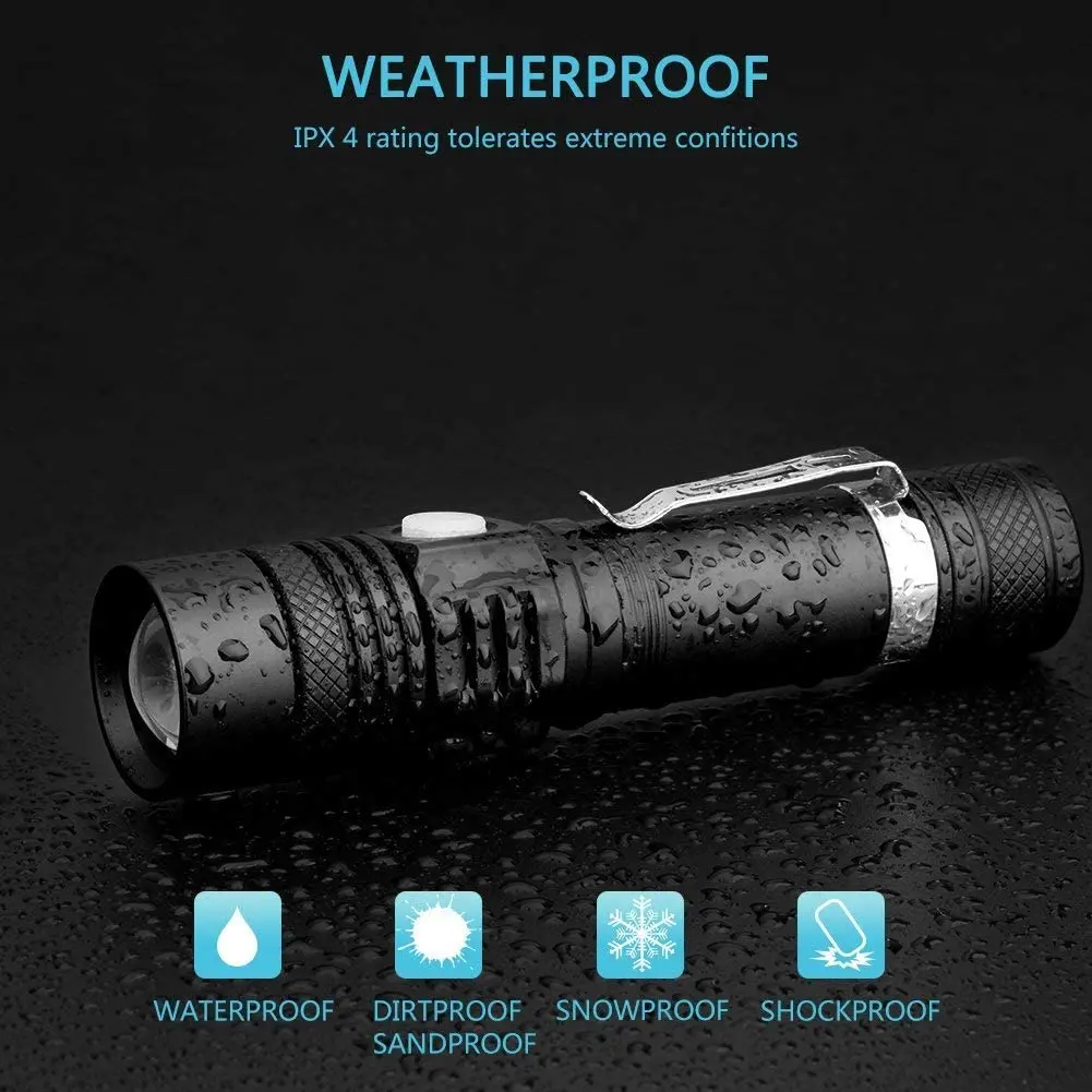 Multifunctional LED Flashlight UV Light/White Light/Red Light 7 Switch Modes Flashlights Waterproof Torch Zoomable Flashlight hunting torches