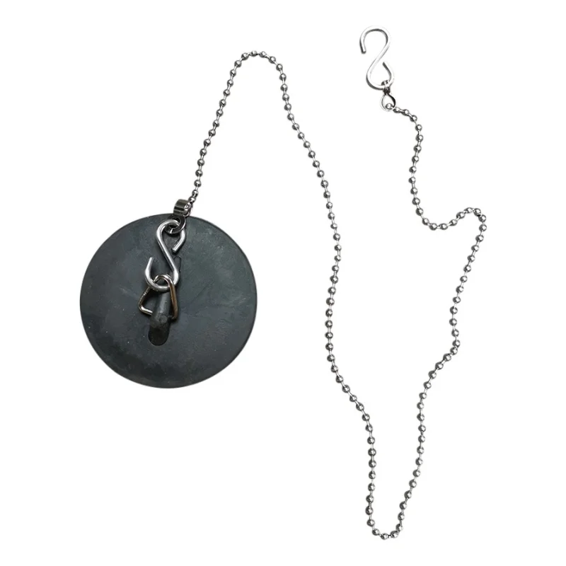 Escurridor de bañera de plata, tapón de Metal para residuos de baño, con cadena, tapón de drenaje de agua para cocina y baño