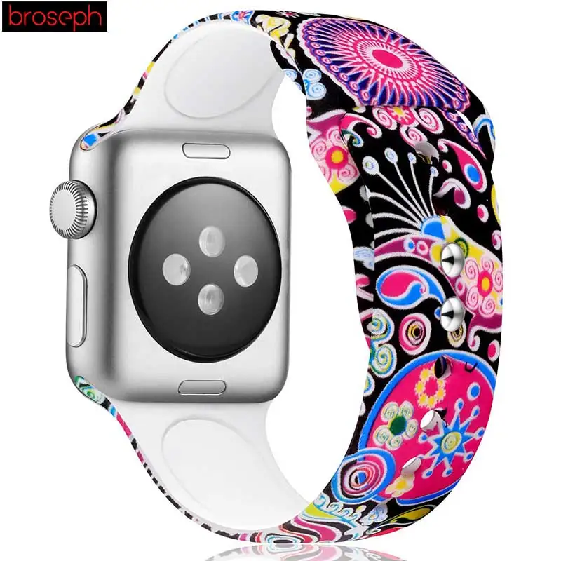 Напечатанный ремешок для apple watch 4 band 40 мм 44 мм силиконовые ремешки для часов для iwatch 3 2 1 band 38 мм 42 мм браслет