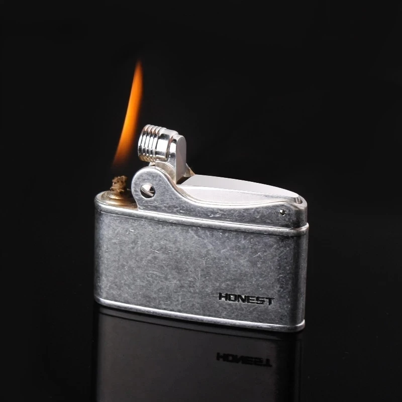 

Grinding Wheel Flint Lighter Pure Copper Gasoline Retro Fire Cigarette Petrol Lighter Free Fire Inflated Metal Gadgets For Men