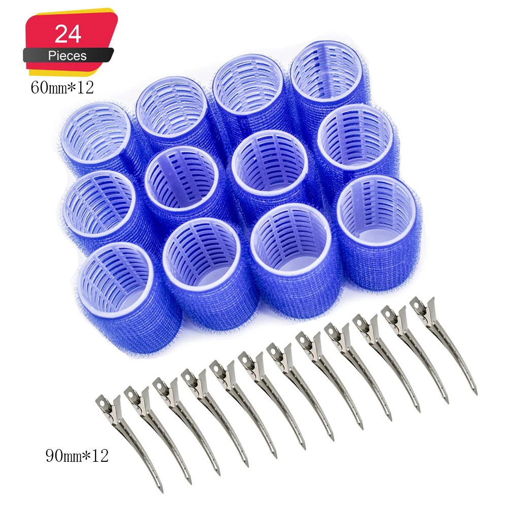 HairRollers24PackwithMetalHairClipsSelfGripSalonHairdressing