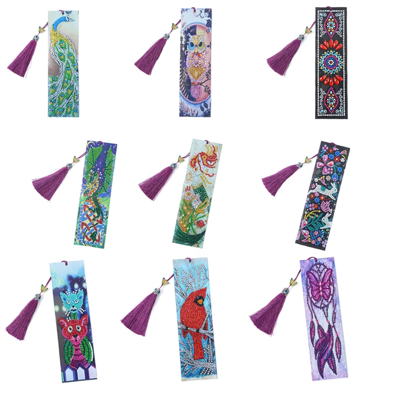 Diamond Painting Leather Bookmarks Tassel Bookmarks Special Shaped Diamond Embroidery Craft decoration