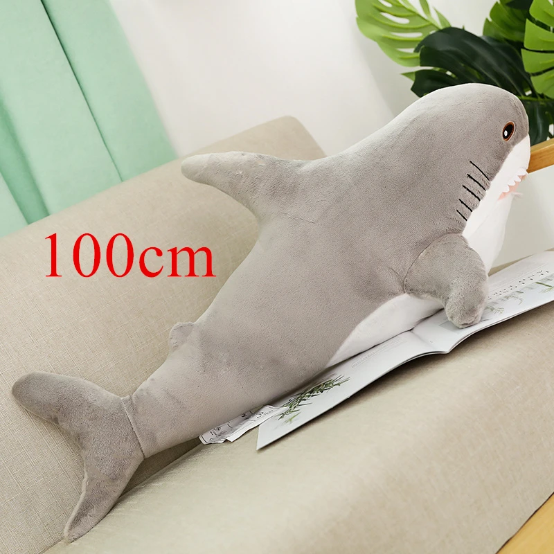 100cm gray 1 шт., 80-140 см, большой размер, Акула, плюшевая игрушка, мягкая, мягкая, спелгоед, животное, подушка для чтения, для подарка на день рождения, подушка, подарок для детей - Цвет: 100cm gray