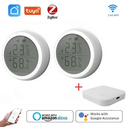 Tuya ZigBee – capteur de température et d'humidité, pour maison intelligente, thermomètre, compatible avec l'application Tuya ZigBee, compatible avec Alexa et Google Assistant 