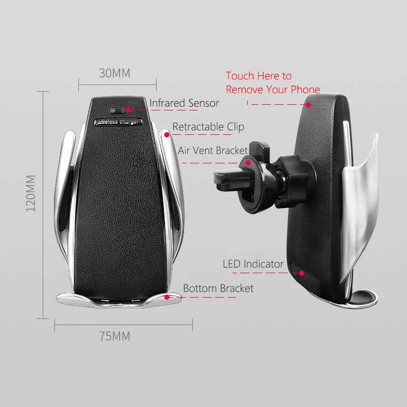 Беспроводное автомобильное зарядное устройство для iPhone samsung huawei Smart Auto Clamp 10 Вт Qi быстрая зарядка автомобильное крепление Беспроводное зарядное устройство для телефона 10 Вт