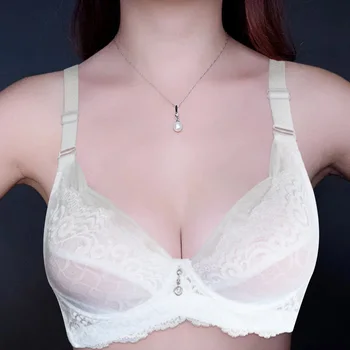 

Womens Floral Sheer Lace Bra Underwired Push Up Bralette Underwear Perspective Sexy Lingerie Brassiere Plus Size BH Top