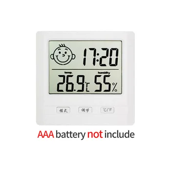 

Automatic Electronic Thermometer Hygrometer LCD Digital Clock Plastic Multi-Functional Home Measuring Tool 82 x 78 x 20mm