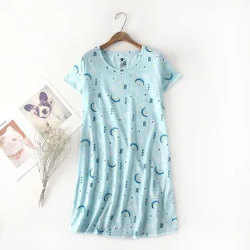 

Women Cute Sleepwear Ladies Cotton Round Neck Long Sleeve Nightdress Lingerie Cartoon Print Home Clothing#g2