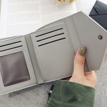 

Three Fold Coin Pocket Multifunctional Embroidery PU Leather Card Slots Mini Portable Heart Pattern Fashion Women Wallet Purse