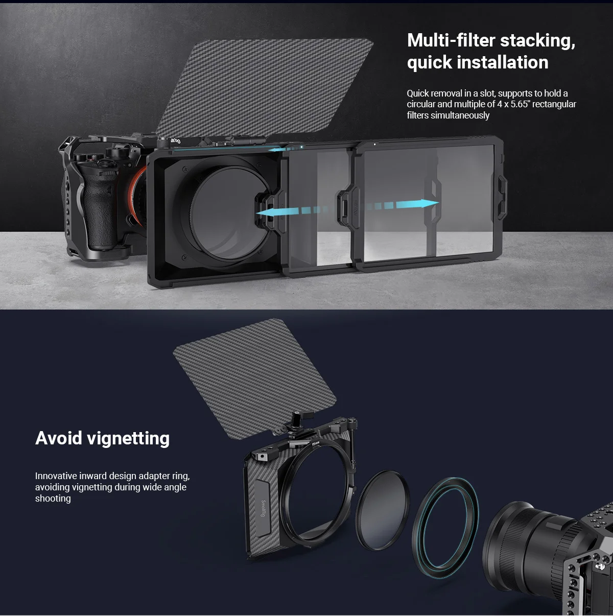 Description Picture 3 of itemSmallRig Mini Matte Box Pro Mini Follow Focus for Mirrorless DSLR Cameras Compatible with 67mm/72mm/77mm/82mm/95mm Lens
