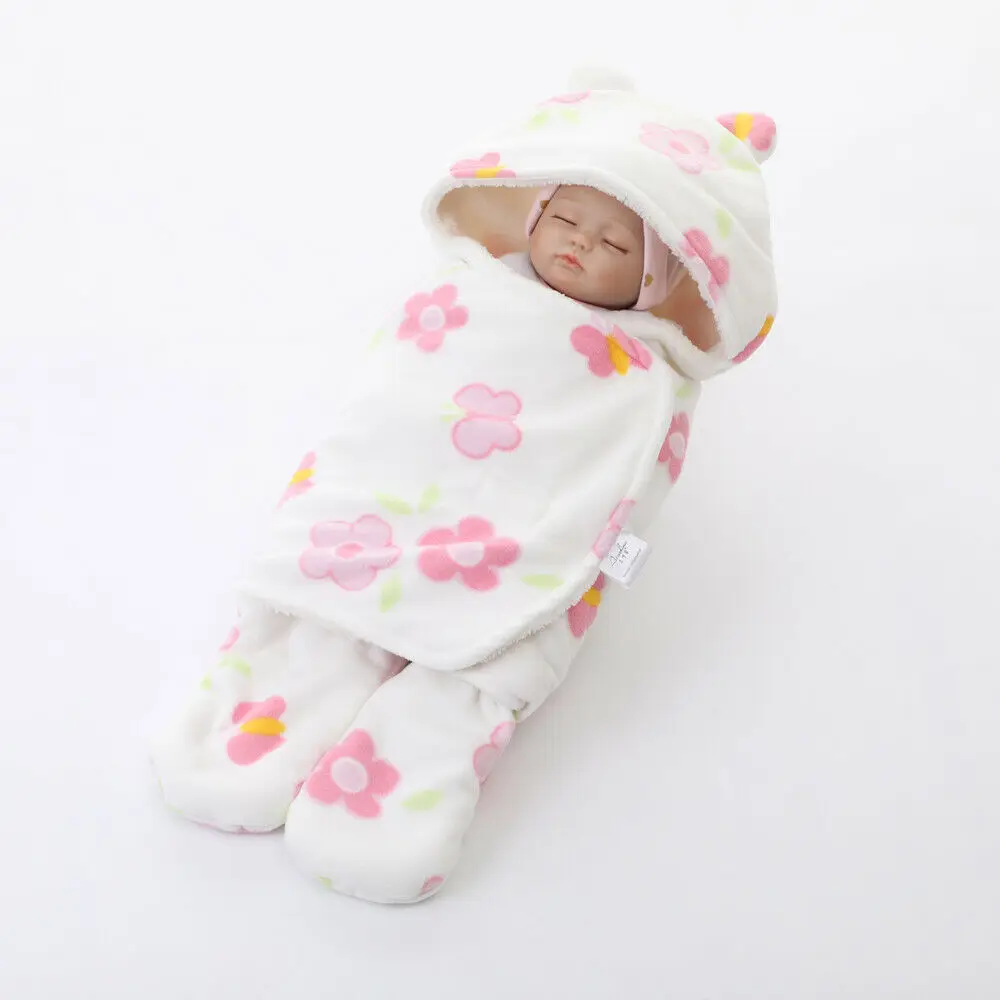 Зимние теплые спальные мешки для новорожденных; спальный мешок для малышей; милый плюшевый хлопковый Пеленальный мешок; одеяло для коляски и кровати с шапками