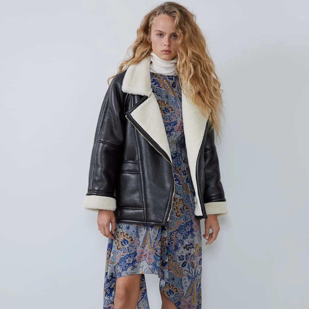 2019 ZA Женская куртка из искусственной кожи Модная новая хлопковая одежда овечьей