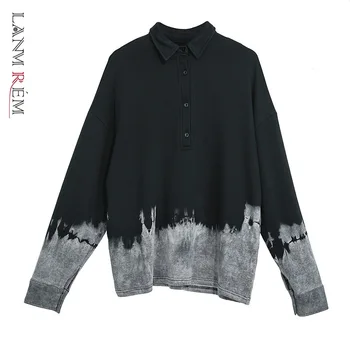 

LANMREM 2020 letter Printing patchwork Pullover Sweatshirt for women high Street Tide 2020 spring fahion big size new tops YH753