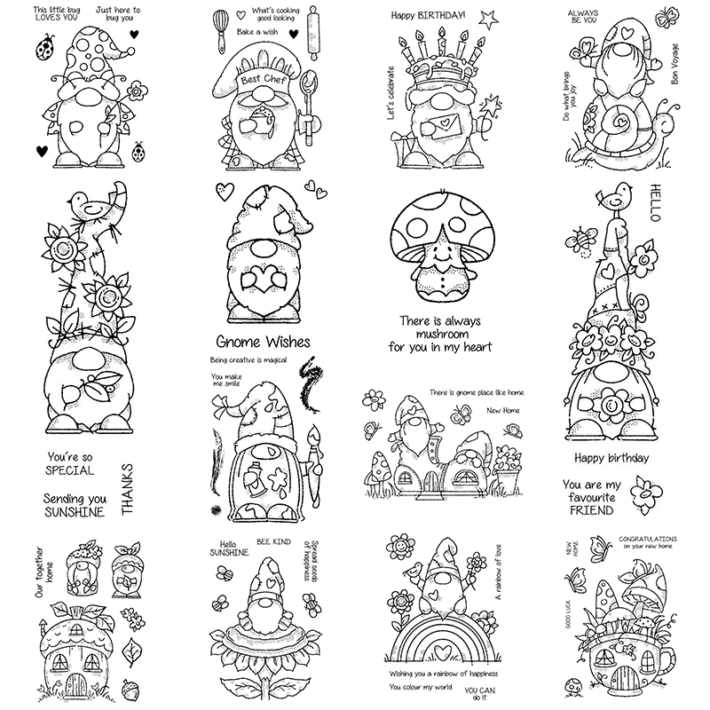 2021 New Christmas Gnome and Animal Pattern Clear Stamps Set For Making Dwarf Greeting Card Scrapbooking No Metal Cutting Dies