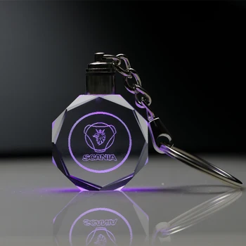 

Auto KeyRing For SCANIA Aero X 9-3 9-5 9-7X Logo crystal LED KeyChain Badge Key Ring Emblem Key Holder Chain