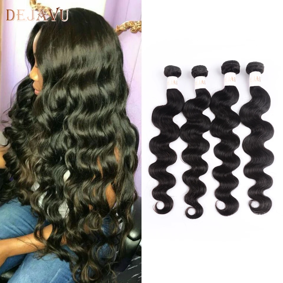 Brazilian-Hair-Body-Wave-4-Bundels-Haar-100-Menselijk-Haar-Weefsel-Natuurlijke-Zwarte-Niet-Remy-Body