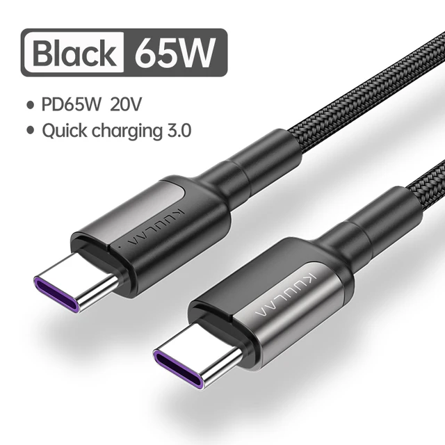  KUULAA USB C Cable to USB Type C Cable PD 100W 5A Fast Charger Cord USBC to Type-C Cable for Samsung MacBook iPad Huawei Xiaomi 