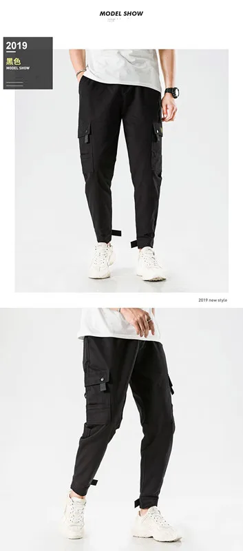 BombFun Men Joggers Pants Black Summer Mens Big Pockets Ankel Cargo Pants Male Streetwear Overalls Sweatpants Autumn Trousers