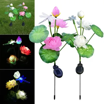 

Colorful Discoloration Solar Lotus Light LED Dragonfly Lotus Combination Outdoor Simulation Light Hogard