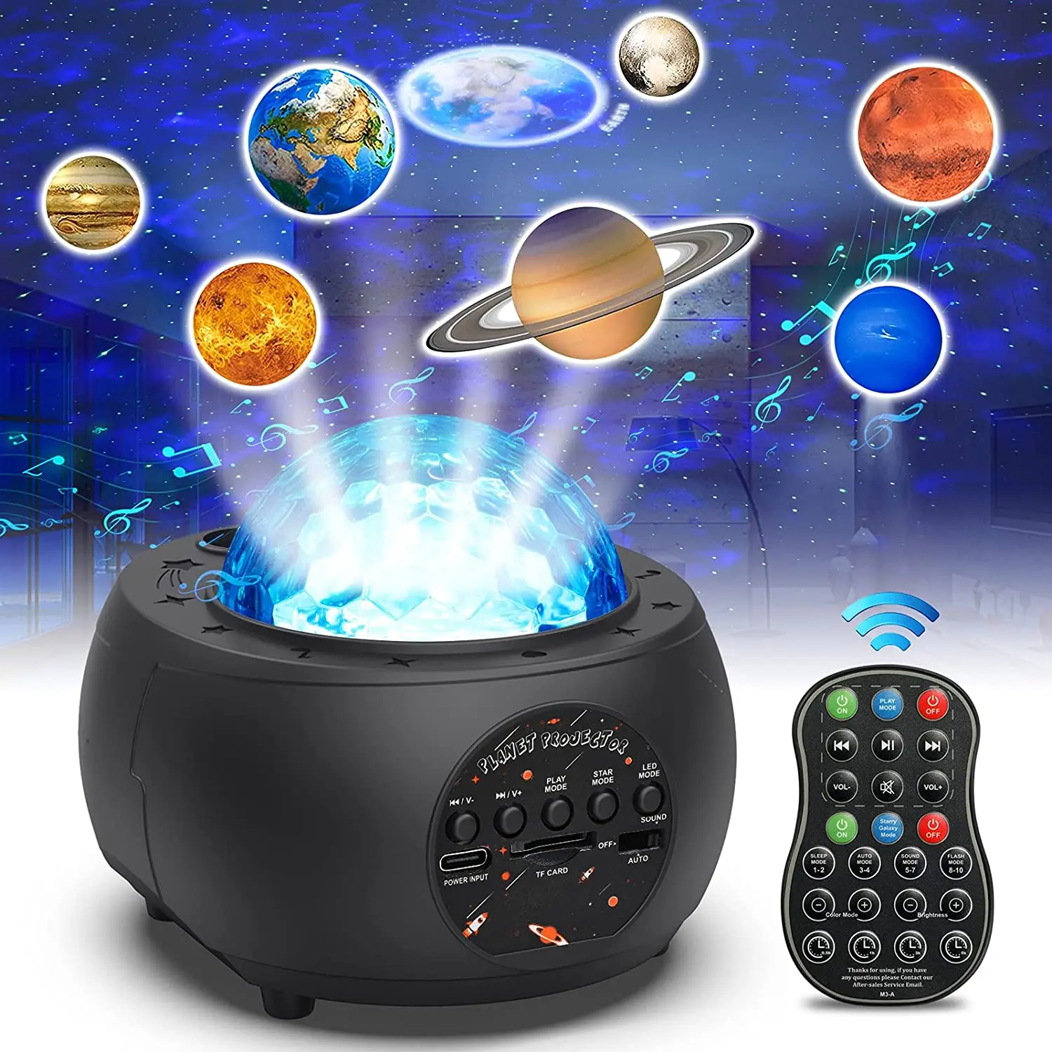 Star Projector, Ocean Wave Night Light Projector with Adjustable Lightness  Remote Control Timer 10 Lighting Modes Built-in Music Speaker Galaxy Light