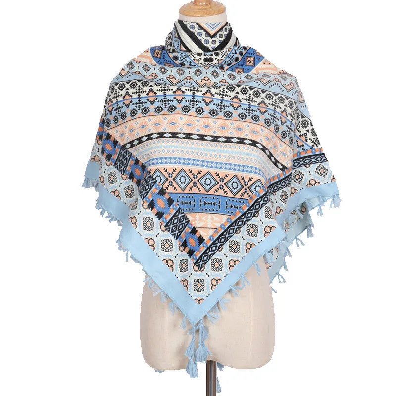 

2020 Retro Russian National Square Scarf For Women Ethnic Style Printed Blanket Scarves Shawls Muslim Headscarf Hijab Wraps