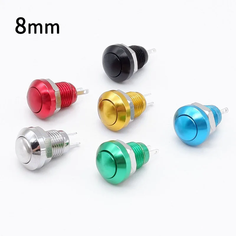 8mm Push Button Switch Momentary Metal Horn Doorbell Bell  Car Auto Engine PC Power Start Starter Red Green Black Blue NO