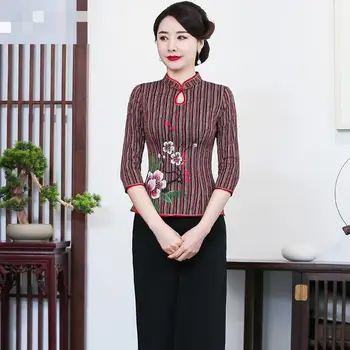 

Female Vintage Traditional Blouse Large Size 3XL 4XL Tang Coat Spring Summer New Shirt Classic Chinese Style Tops Tang Clothing