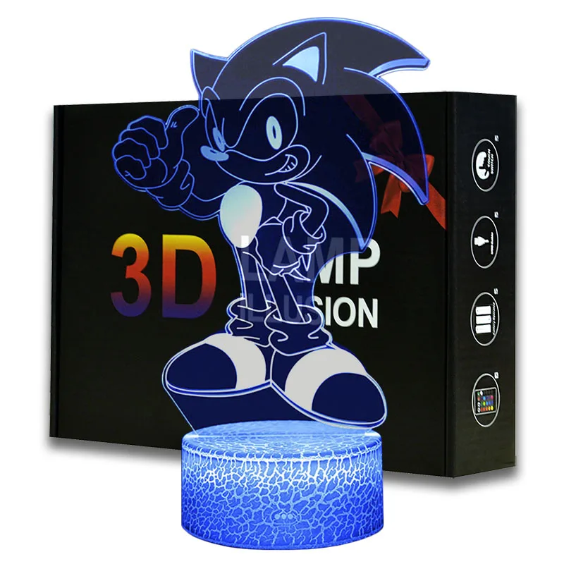 Magiclux Cartoon Night Light ABS Base With Acrylic Light Borad Optical illusion Sonic the Hedgehog Amine