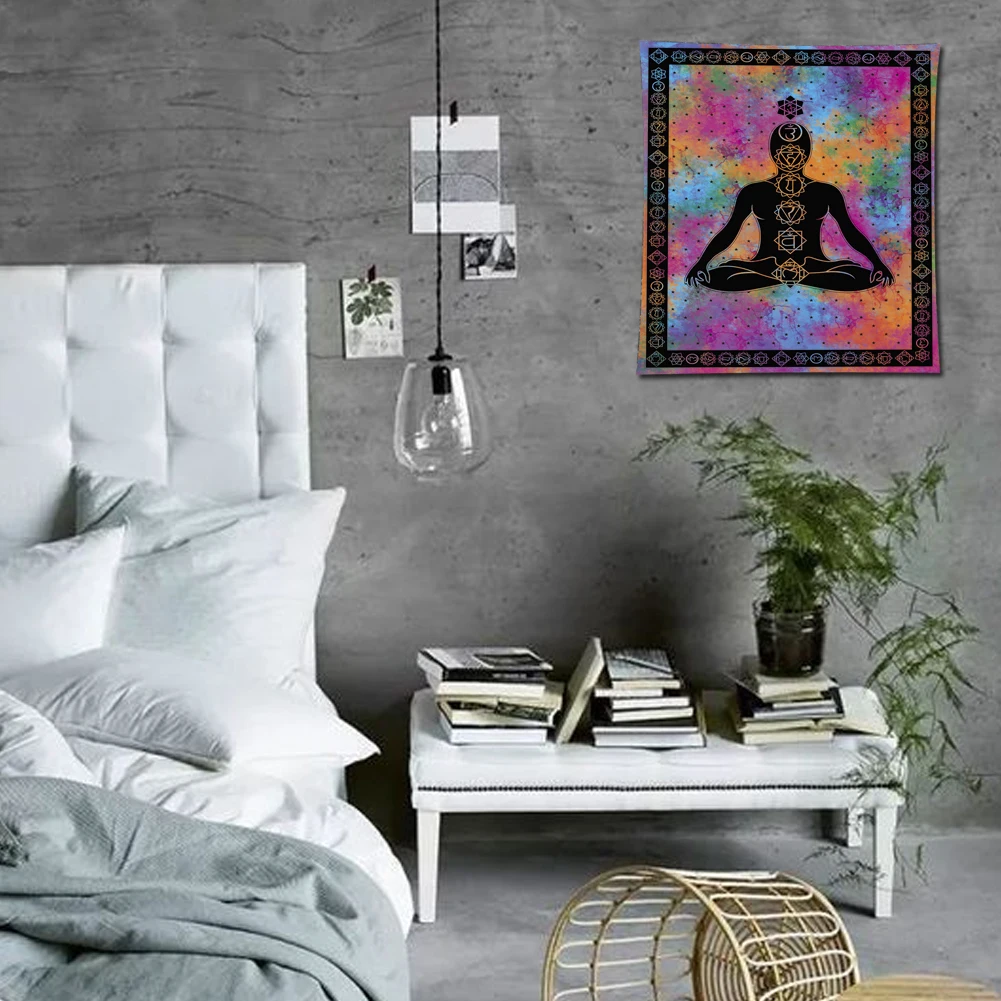 

Print Yoga Meditation Beach Mat Wall Tapestry Tablecloth Carpet Multipurpose Bedroom Hanging Decor Seven Chakra Buddha Picnic