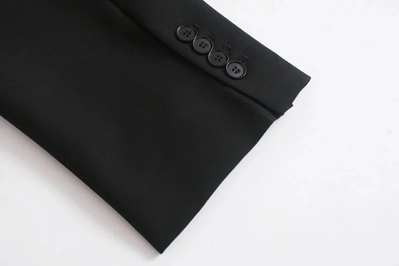 Увядший английский винтажный Однотонный черный двубортный короткий Блейзер женские куртки и плиссированные шаровары костюм брюки 2 шт. набор для женщин